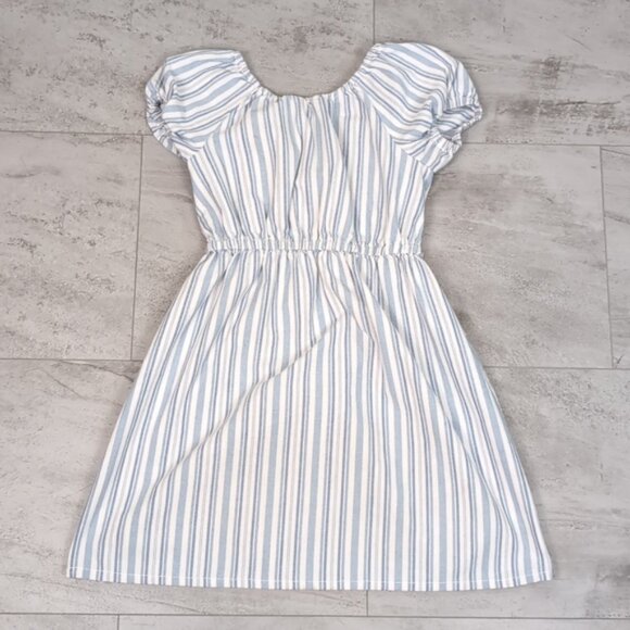 Guess Tie Front Striped Dress Rhinestone Logo Jewel Buttoned Spring Summer - Picture 8 of 11